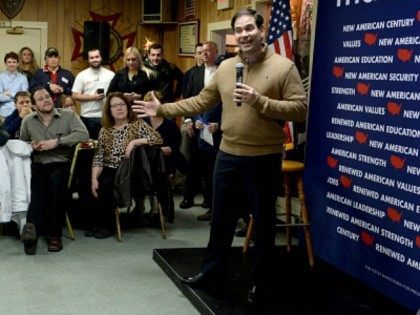 Republican Presidential candidate Marco Rubio speaks at a pancake breakfast at the Frankli