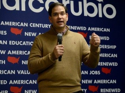 Republican Presidential candidate Marco Rubio speaks at a pancake breakfast at the Frankli