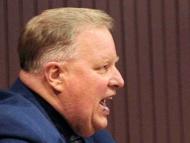 Lewiston mayor Robert MacDonald makes a point during a mayoral candidate debate in 2011.