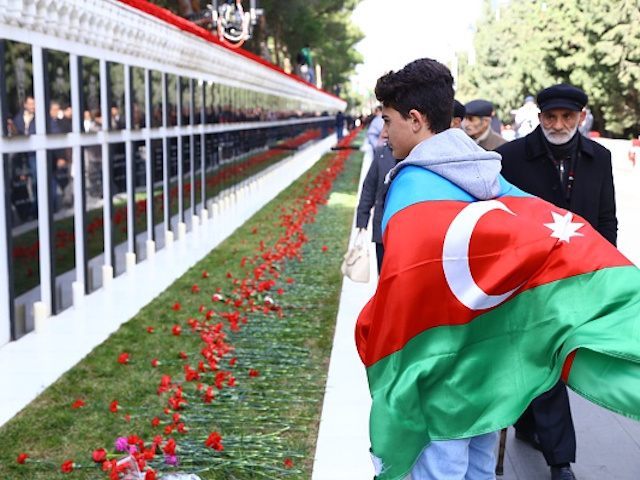 BAKU, AZERBAIJAN - JANUARY 20: Azerbaijanis visit the Alley of Martyrs, a cemetery and mem