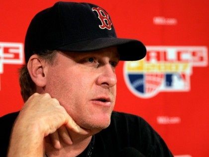 Boston Red Sox pitcher Curt Shilling listens to a question during news conference before Game 1 of the American League Championship baseball series agianst the Cleveland Indians Friday, Oct. 12, 2007, at Fenway Park in Boston. Shilling is scheduled to pitch Game 2 Saturday. (
