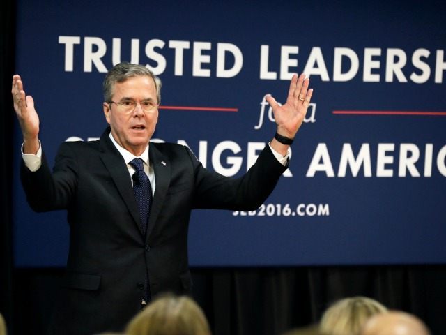Republican presidential candidate former Florida Gov. Jeb Bush speaks during a meeting wit