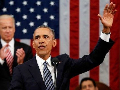President Barack Obama waves at the conclusion of his State of the Union address to a joint session of Congress on Capitol Hill in Washington, Tuesday, Jan. 12, 2016.