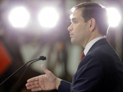 Republican presidential hopeful, Sen. Marco Rubio, R-Fla., during a campaign stop Monday,