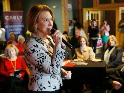 Republican presidential candidate Carly Fiorina, speaks Wednesday, Jan. 6, 2016, in Dover, N.H.