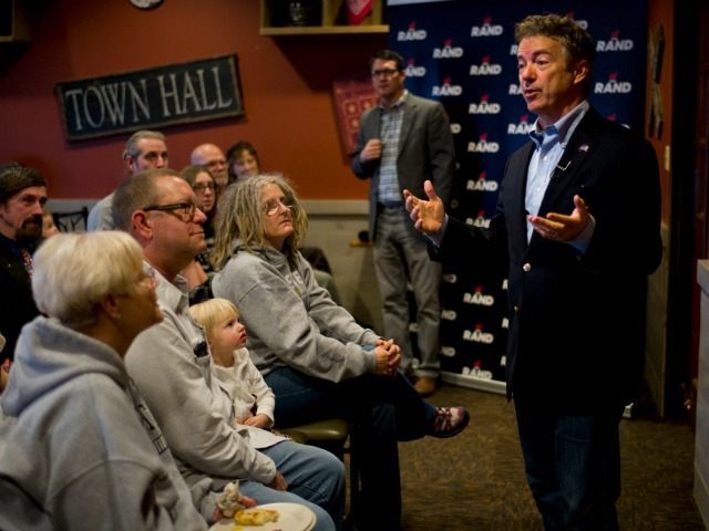 Republican presidential candidate, Sen. Rand Paul, R-Ky., speaks during his campaign event