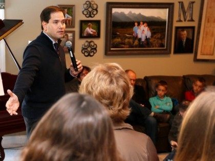 Republican presidential candidate, Sen. Marco Rubio, R-Fla. speaks during a house party, T