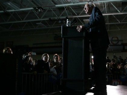 Democratic presidential candidate Sen. Bernie Sanders (I-VT) speaks during a campaign even