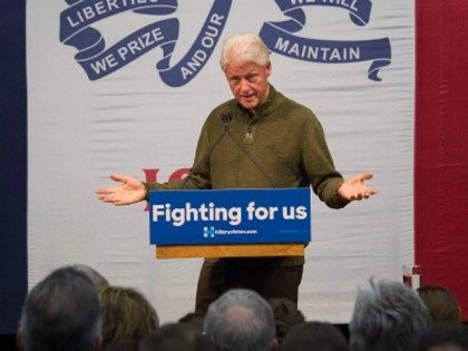 Bill Clinton speaks during a campaign rally for his wife, Democratic presidential candidat