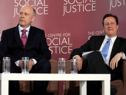 LONDON, ENGLAND - APRIL 27: David Cameron (r), the leader of the Conservative party, and C