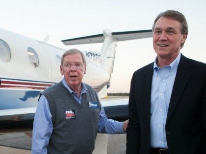 ATLANTA, GA - NOVEMBER 03: Georgia Senate candidate David Perdue campaigns one day before the midterm elections with Georgiia sen isakson at Peachtree Dekalb Airport on November 3, 2014 in Atlanta, Georgia. (Photo by Jessica McGowan/Getty Images)