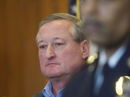 PHILADELPHIA, PA - JANUARY 8: Philadelphia Mayor Jim Kenney listens to Police Commissioner Richard Ross address media at a press conference regarding the shooting of Police Officer Jesse Hartnett, 33, who was ambushed and allegedly shot at 13 times by Edward Archer, 30, last night on January 8, 2016 in …