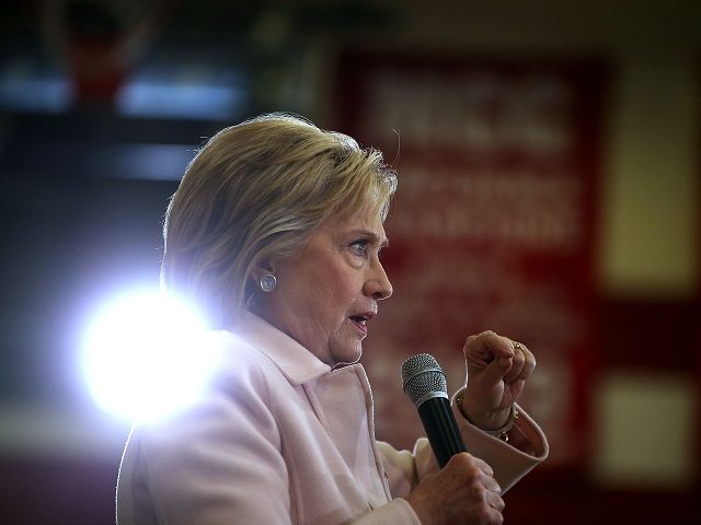 Democratic presidential candidate former Secretary of State Hillary Clinton speaks during