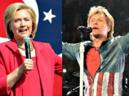 Hillary and Bon Jovi AP Photos