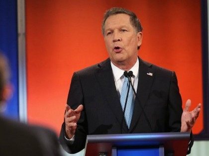 Republican presidential candidate Ohio Governor John Kasich participates in the Fox News - Google GOP Debate January 28, 2016 at the Iowa Events Center in Des Moines, Iowa. Residents of Iowa will vote for the Republican nominee at the caucuses on February 1. Donald Trump, who is leading most polls …