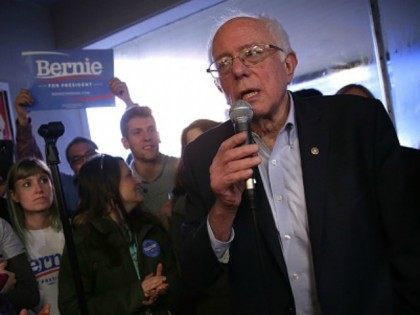 Democratic presidential candidate Sen. Bernie Sanders (I-VT) speaks to campaign volunteers