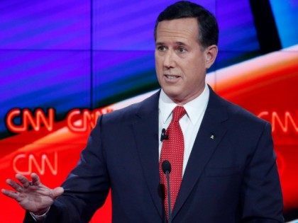 Rick Santorum speaks during the CNN Republican presidential debate at the Venetian Hotel &