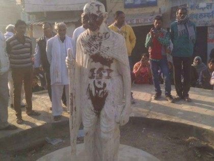 Gandhi statue in India defaced with Islamic State propaganda