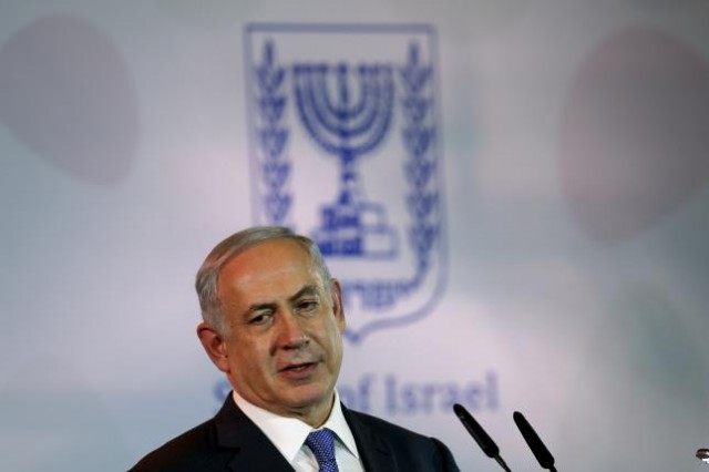 Israel's Prime Minister Benjamin Netanyahu speaks to members of the foreign media dur