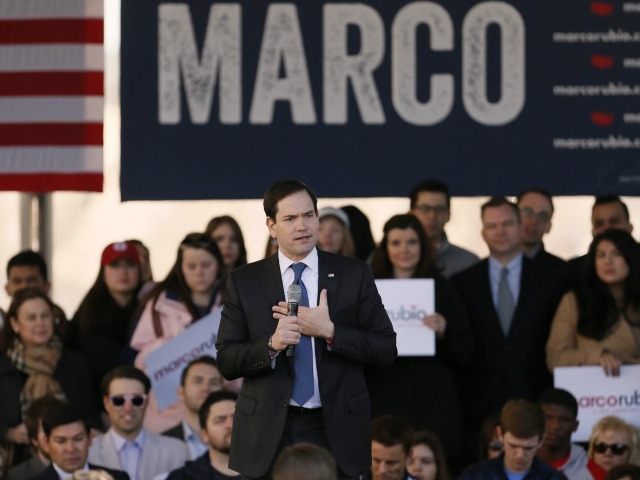 Republican presidential candidate, Sen. Marco Rubio, R-Fla. speaks during a rally, Friday,