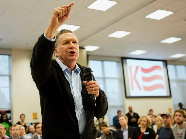 Republican presidential candidate, Ohio Gov. John Kasich speaks at a town hall campaign ev
