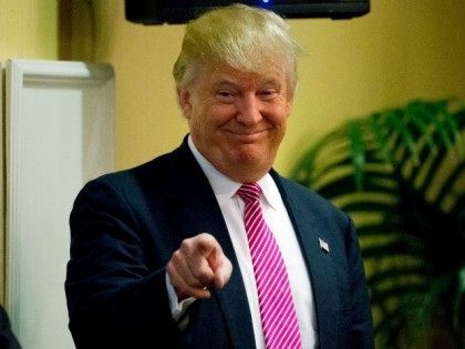 Republican presidential candidate Donald Trump gestures before speaking during a campaign
