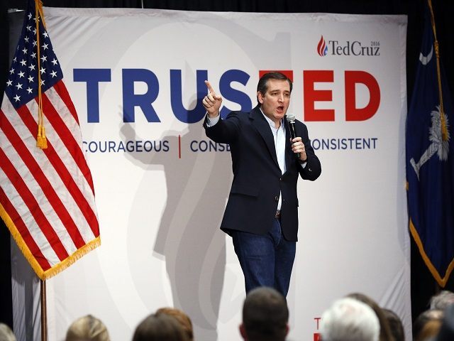 Republican presidential candidate Sen. Ted Cruz, R-Texas, speaks at a rally Tuesday, Feb.