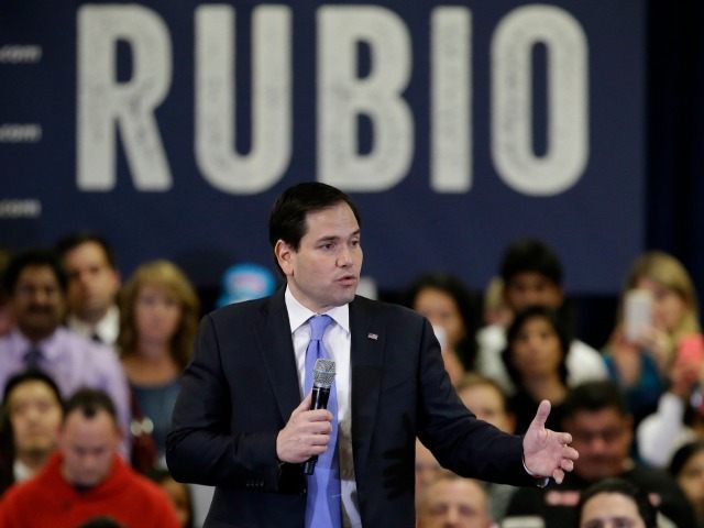 Republican presidential candidate Marco Rubio speaks at a rally Wednesday, Feb. 24, 2016, in Houston.