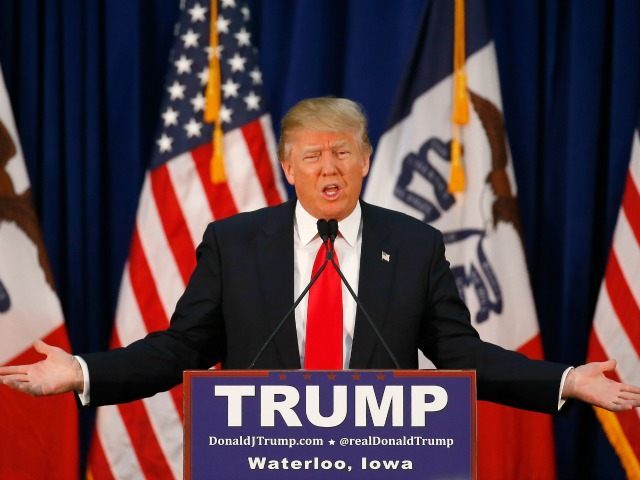 Republican presidential candidate Donald Trump speaks during a campaign event, Monday, Feb