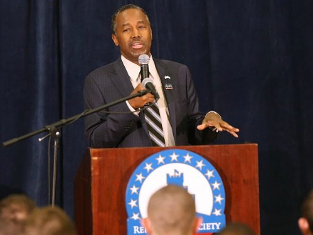 Republican presidential candidate Dr. Ben Carson speaks to cadets at the Citadel on Februa