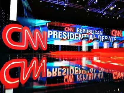 The main stage is seen prior to the start of the CNN GOP Presidential Debateon February 25, 2016 in Houston, Texas.