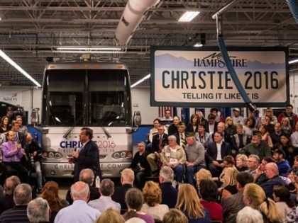 Republican presidential hopeful New Jersey Governor Chris Christie answers questions at th