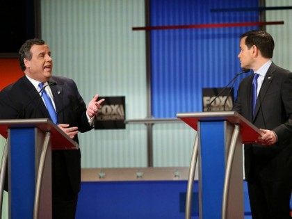 Republican presidential candidates (L-R) New Jersey Governor Chris Christie and Sen. Marco