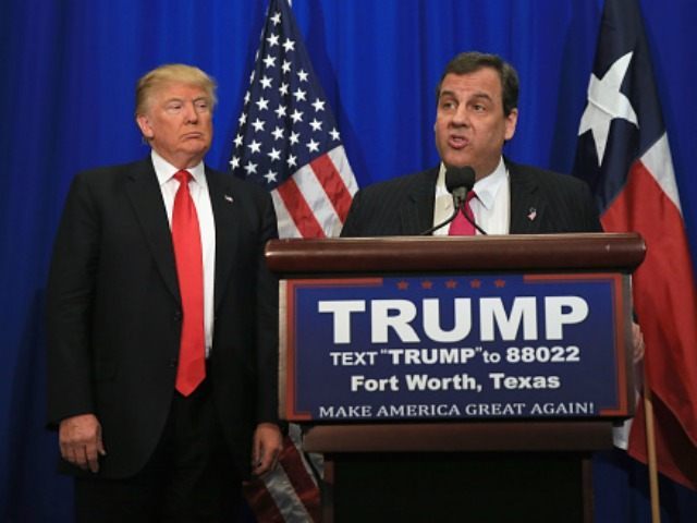 New Jersey Governor Chris Christie announces his support for Republican presidential candi
