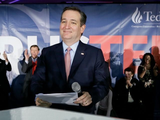 Republican presidential candidate, Sen. Ted Cruz, R-Texas, speaks during a caucus night ra