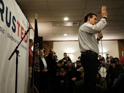 Republican presidential candidate Ted Cruz speaks to voters at an American Legion on Febru