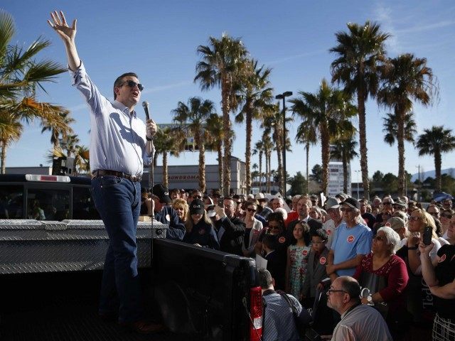 Cruz speaking from truck in Pahrump (John Locher / Associated Press)