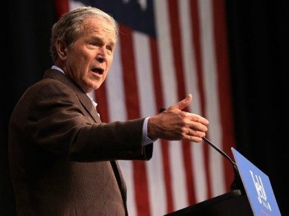 Former President George W. Bush speaks in support of his brother, Republican presidential