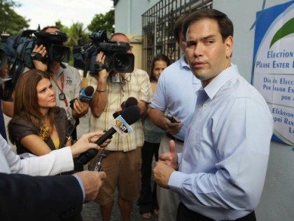 MIAMI - AUGUST 24: Marco Rubio, Republican candidate for Florida's U.S. Senate seat, speaks to the media after voting as he and other Floridians head to the polls on primary day on August 24, 2010 in Miami, Florida. Rubio will face off against the Independent candidate, current Florida Gov. Charlie …