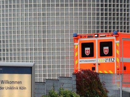 An ambulance arrives at the University Hospital in Cologne, western Germany, where a candi