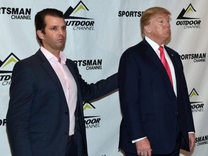 LAS VEGAS, NV - JANUARY 21: Donald Trump Jr. (L) and his father, Republican presidential c