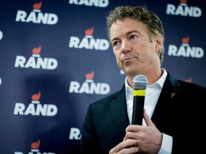 WASHINGTON, DC - February 1: Senator Rand Paul (R-TX) speaks during a caucus day rally at his Des Moines headquarters on February 1, 2016 in Des Moines, Iowa. The Presidential hopeful was accompanied by his wife, Kelly, mother, Carol Wells and his father, former Congressman Ron Paul. Pauls were there …