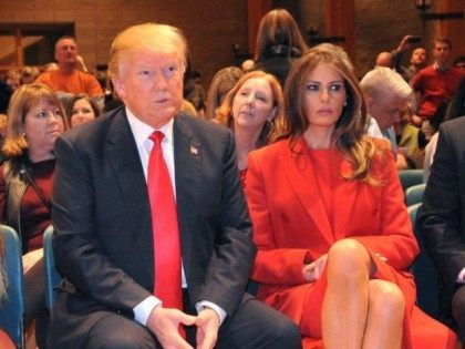 WEST DES MOINES, IA - FEBRUARY 1: Republican presidential candidate Donald Trump and his wife Melania Trump attend a Republican caucus February 1, 2016 in West Des Moines, Iowa. Democratic and Republican Presidential candidates await the caucus returns from the first step in nominating a presidential candidate from each party.(Photo …