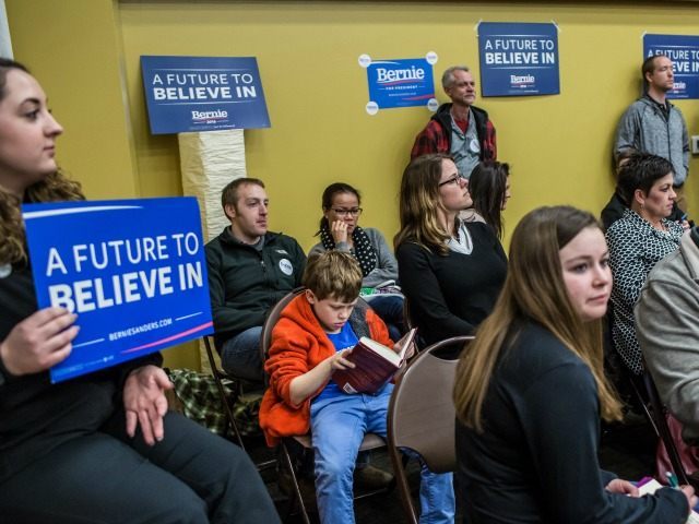 WEST DES MOINES, IA - FEBRUARY 1: Democratic caucus-goers in support of presidential candi