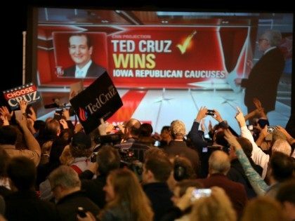 Republican presidential candidate Sen. Ted Cruz (R-TX) speaks to supporters as he attends