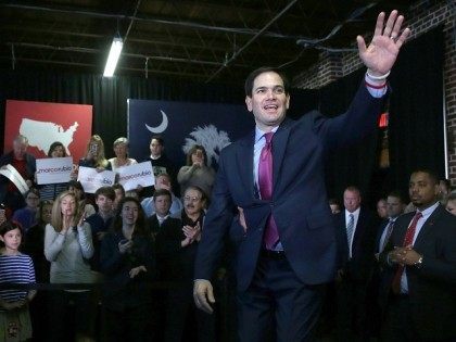 GREENVILLE, SC - FEBRUARY 18: Republican presidential candidate Sen. Marco Rubio (R-FL) w