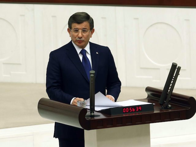 Turkish Prime Minister Ahmet Davutoglu speaks at the Grand National Assembly of Turkey (TB