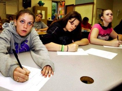 East Bank Middle School same sex WV History Class - Angela Miller, Shaina Pack and Kayla Parsons. Bob Wojcieszak/Daily Mail