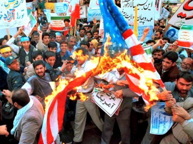 Iranians Burn Flag Vahid SalemiAP