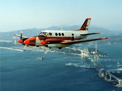 A Japan Maritime Self-Defense Forces' TC-90 training aircraft is seen in this undated hand